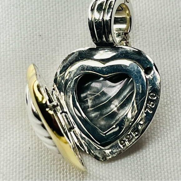 David Yurman 18K & Sterling Silver Heart Locket Enhancer Pendant - Picture 5 of 6